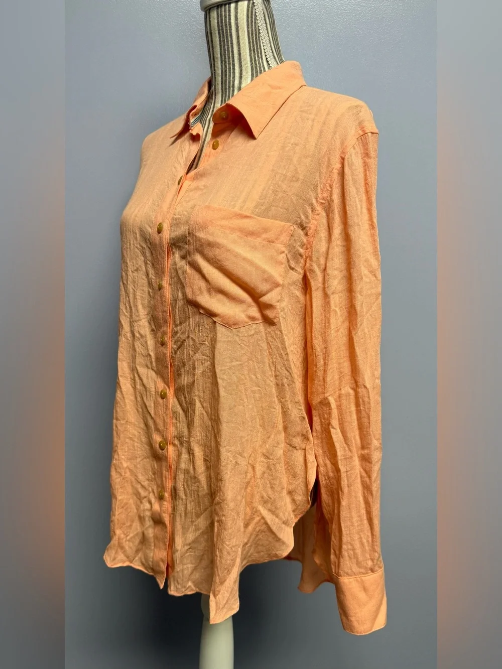 NWT Free People That’s a Wrap Button-Down orange Shirt size S